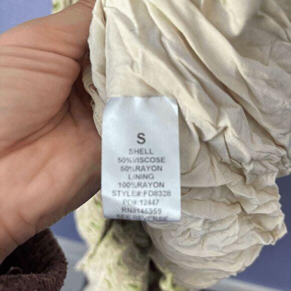 Women's Dress Forum Green Multi Pattern Small Maxi V Neck Long Sleeve Leg Slit - Picture 6 of 11